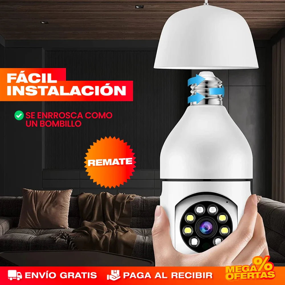 ¡GRAN PROMO! - Pack X2 Camaras Bombillo monitoreo 360° y Control total