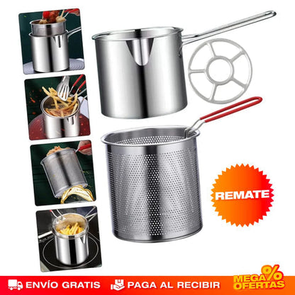 OLLA PARA FREIR 2 EN 1 EN ACERO INOXIDABLE - 50% DESCUENTO HOY