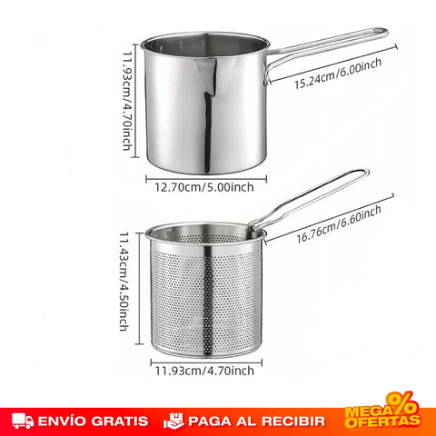 OLLA PARA FREIR 2 EN 1 EN ACERO INOXIDABLE - 50% DESCUENTO HOY