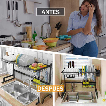 ORGANIZADOR Y ESCURRIDOR DE PLATOS EN ACERO INOXIDABLE
