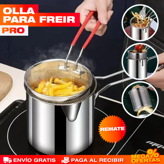 OLLA PARA FREIR 2 EN 1 EN ACERO INOXIDABLE - 50% DESCUENTO HOY